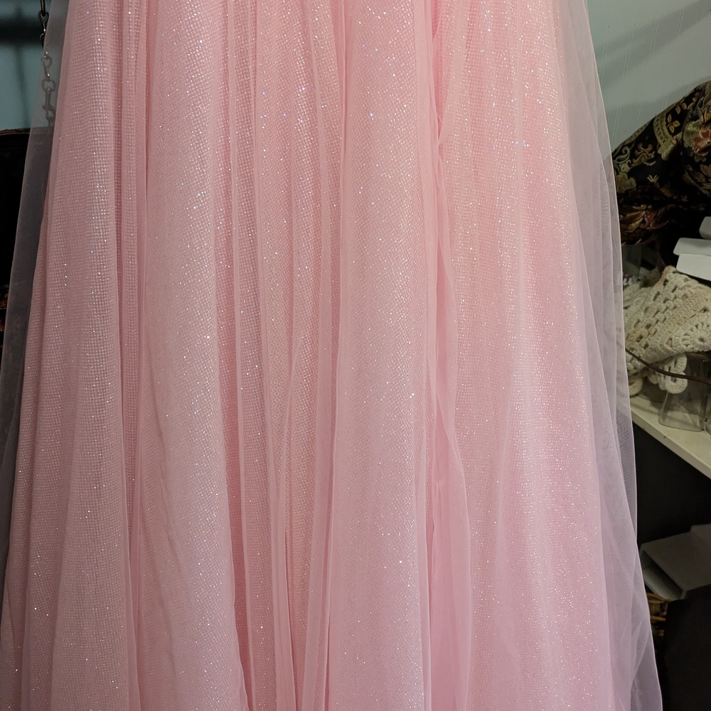 Sherri Hill Strapless Light Pink Ball Gown with Satin Waistband - Picture 5 of 7
